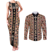 Personalized Ethiopian Tewahedo Angel Orthodox Couples Matching Tank Maxi Dress and Long Sleeve Button Shirt Black Color