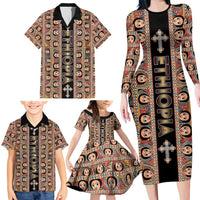 Personalized Ethiopian Tewahedo Angel Orthodox Family Matching Long Sleeve Bodycon Dress and Hawaiian Shirt Black Color