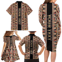 Personalized Ethiopian Tewahedo Angel Orthodox Family Matching Long Sleeve Bodycon Dress and Hawaiian Shirt Black Color