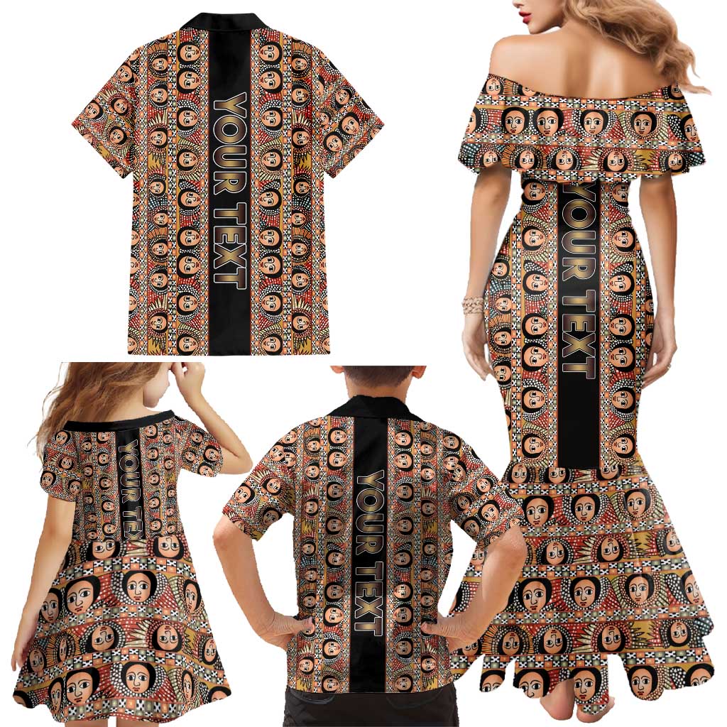Personalized Ethiopian Tewahedo Angel Orthodox Family Matching Mermaid Dress and Hawaiian Shirt Black Color