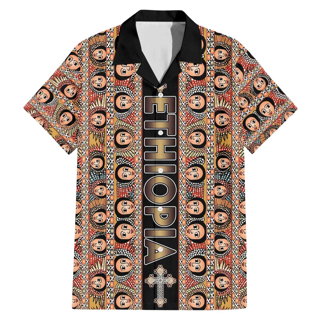 Personalized Ethiopian Tewahedo Angel Orthodox Family Matching Mermaid Dress and Hawaiian Shirt Black Color