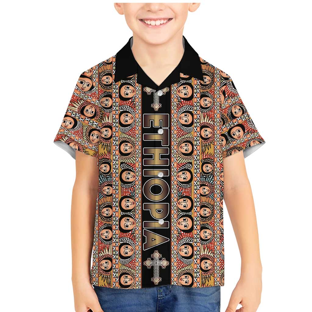 Personalized Ethiopian Tewahedo Angel Orthodox Family Matching Mermaid Dress and Hawaiian Shirt Black Color