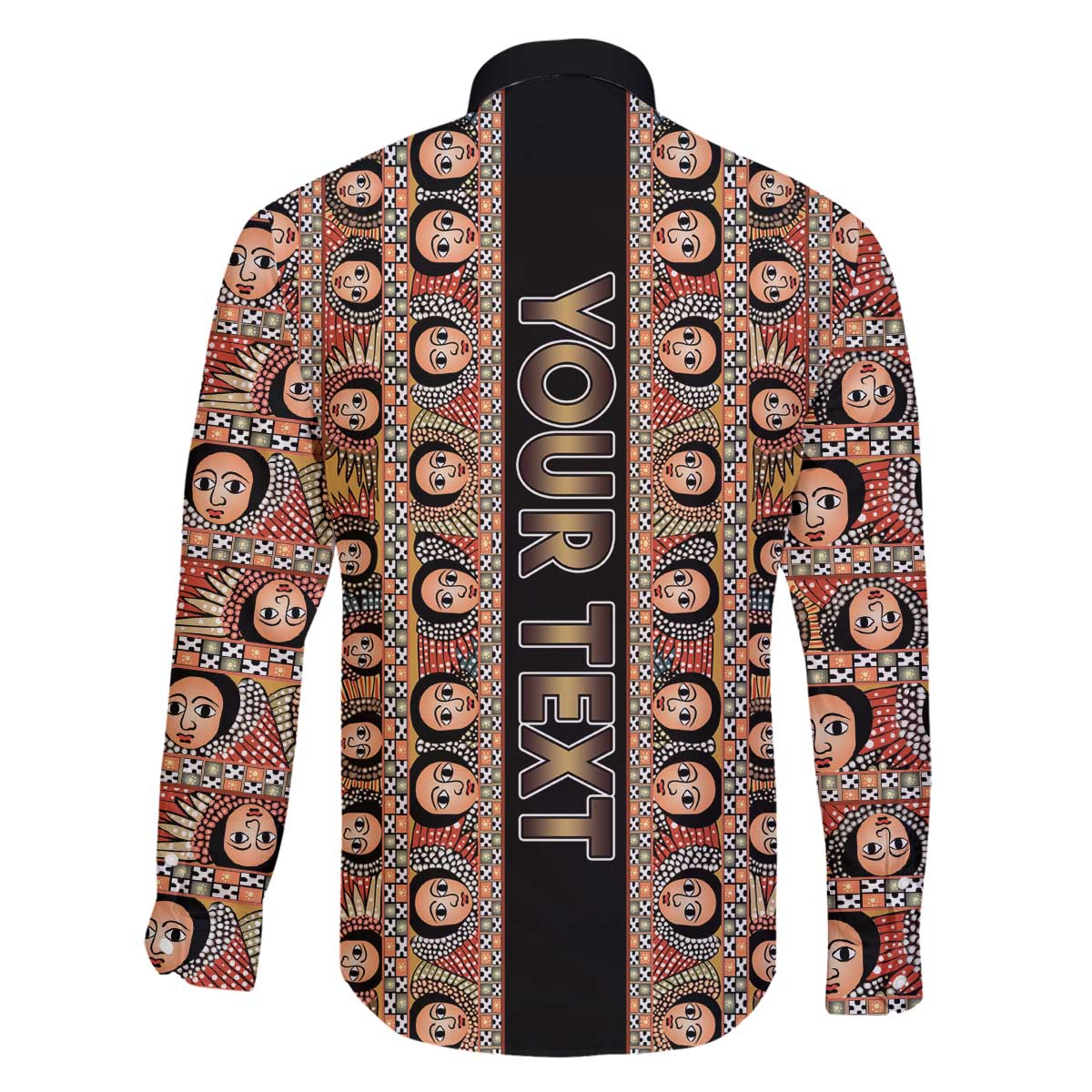 Personalized Ethiopian Tewahedo Angel Orthodox Family Matching Off The Shoulder Long Sleeve Dress and Hawaiian Shirt Black Color