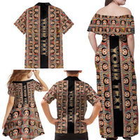 Personalized Ethiopian Tewahedo Angel Orthodox Family Matching Off Shoulder Maxi Dress and Hawaiian Shirt Black Color