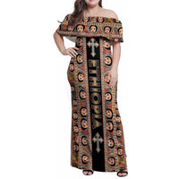 Personalized Ethiopian Tewahedo Angel Orthodox Family Matching Off Shoulder Maxi Dress and Hawaiian Shirt Black Color