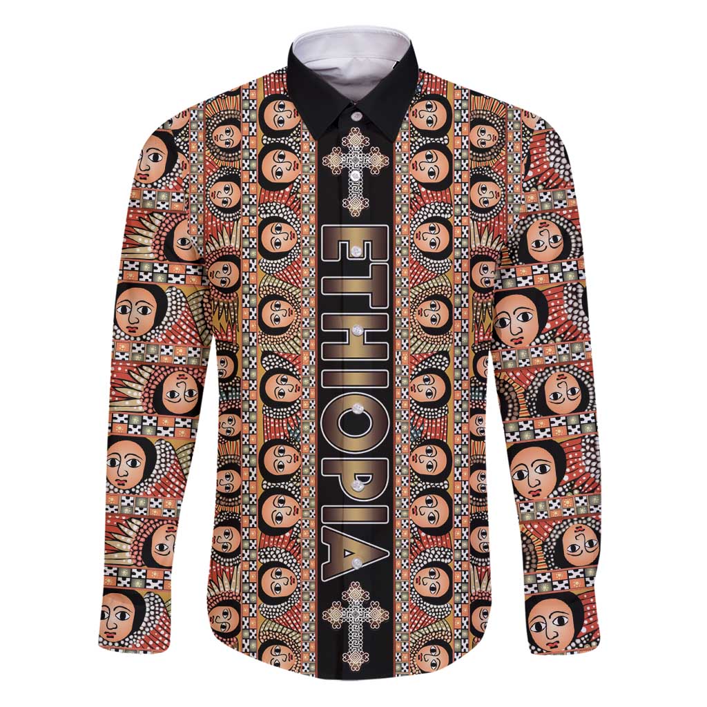 Personalized Ethiopian Tewahedo Angel Orthodox Family Matching Puletasi and Hawaiian Shirt Black Color