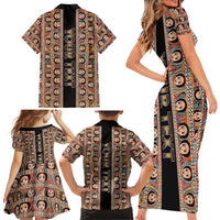 Personalized Ethiopian Tewahedo Angel Orthodox Family Matching Short Sleeve Bodycon Dress and Hawaiian Shirt Black Color