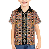 Personalized Ethiopian Tewahedo Angel Orthodox Family Matching Short Sleeve Bodycon Dress and Hawaiian Shirt Black Color