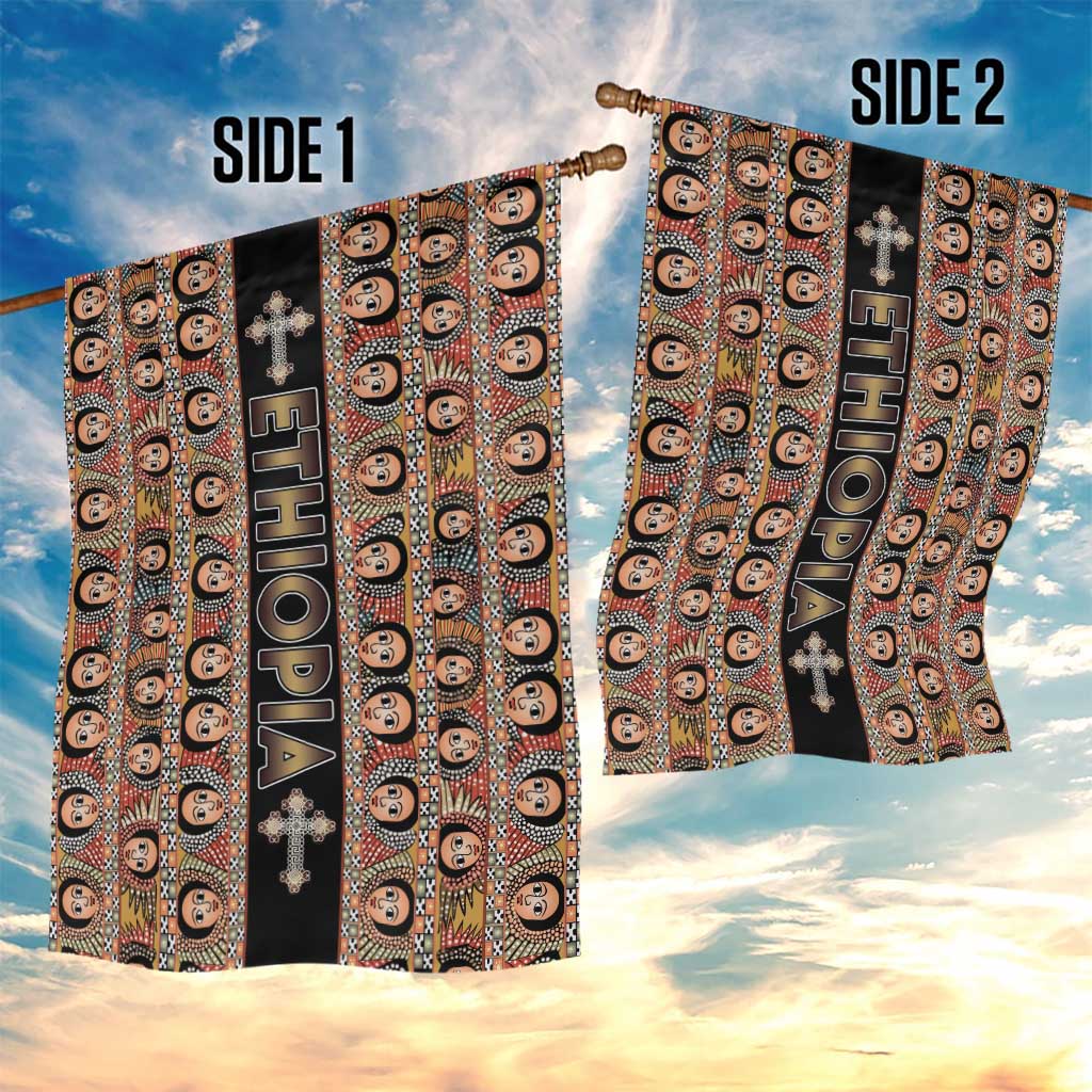 Ethiopian Tewahedo Angel Orthodox Garden Flag Black Color