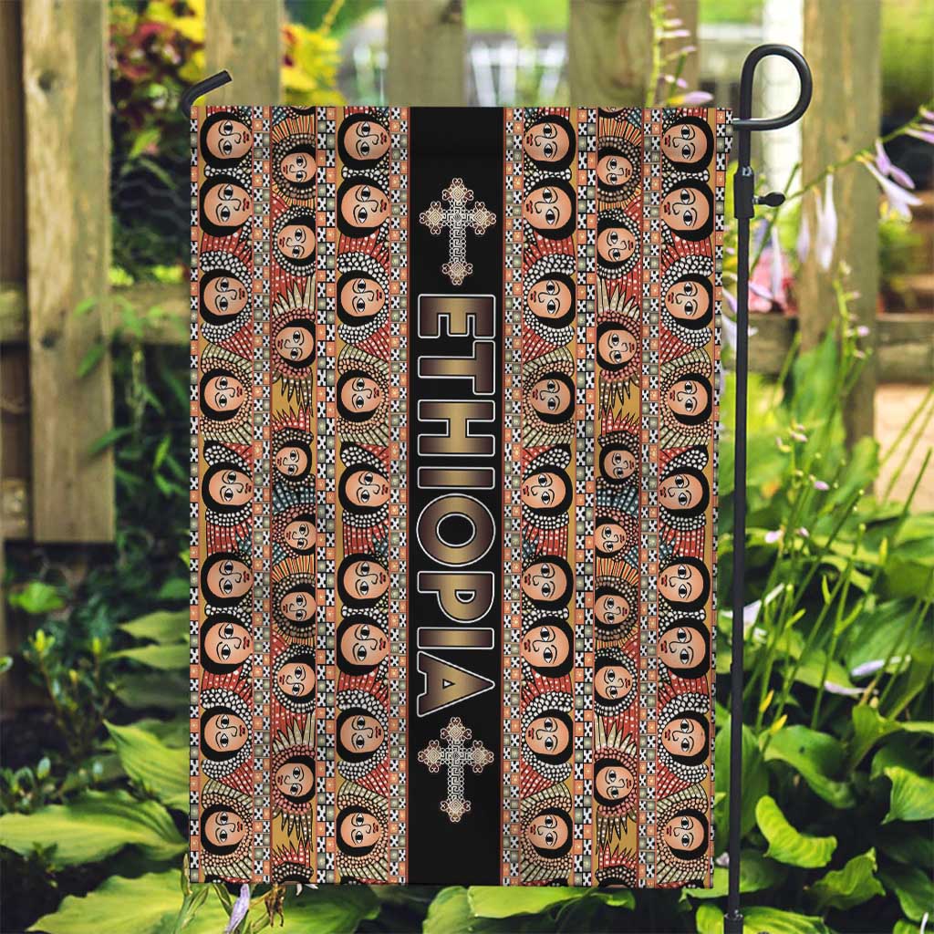 Ethiopian Tewahedo Angel Orthodox Garden Flag Black Color