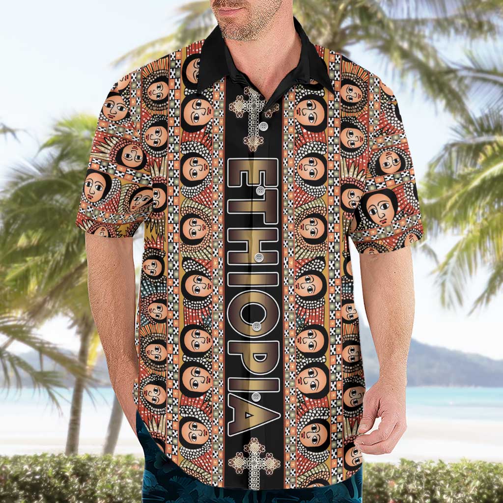 Personalized Ethiopian Tewahedo Angel Orthodox Hawaiian Shirt Black Color