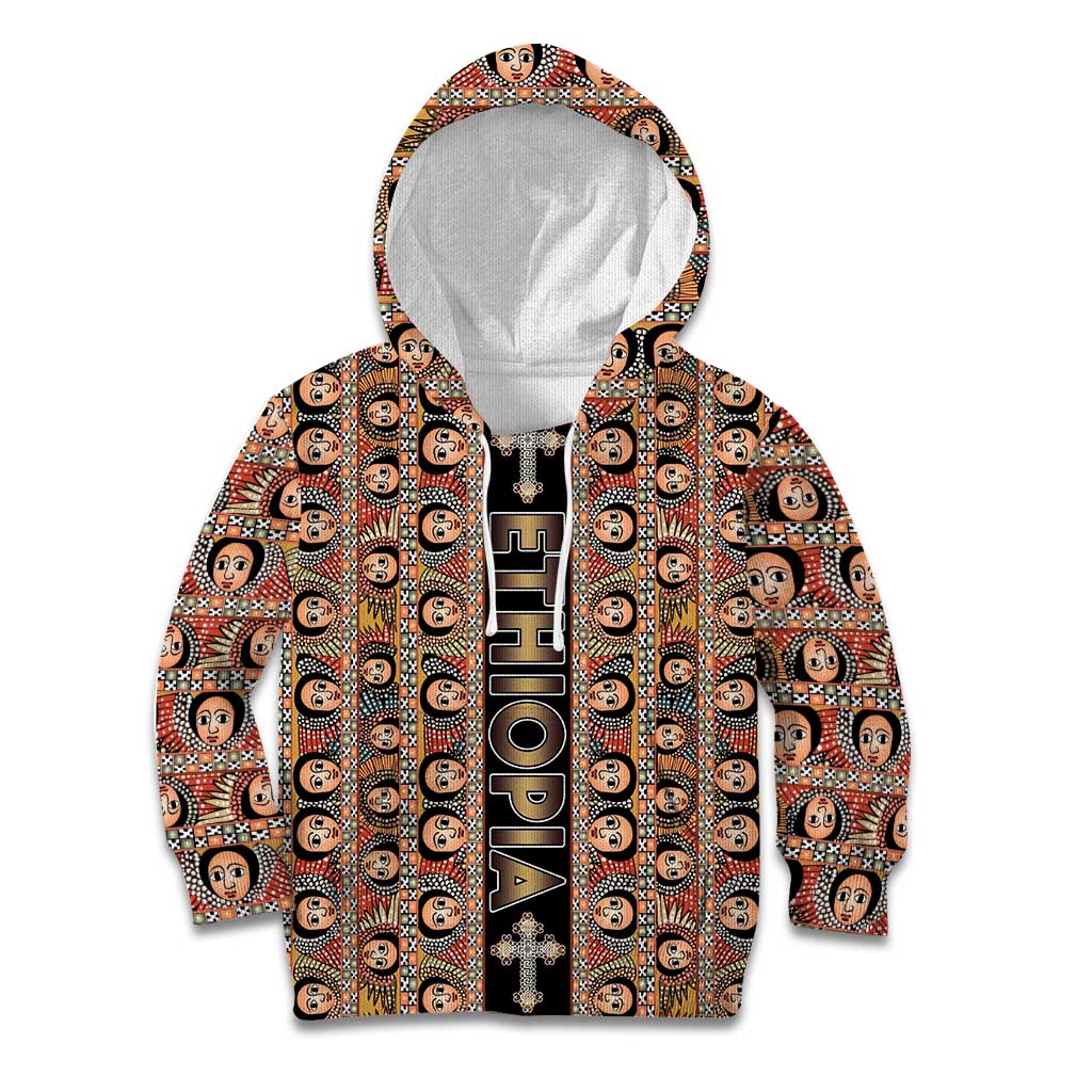 Personalized Ethiopian Tewahedo Angel Orthodox Kid Hoodie Black Color