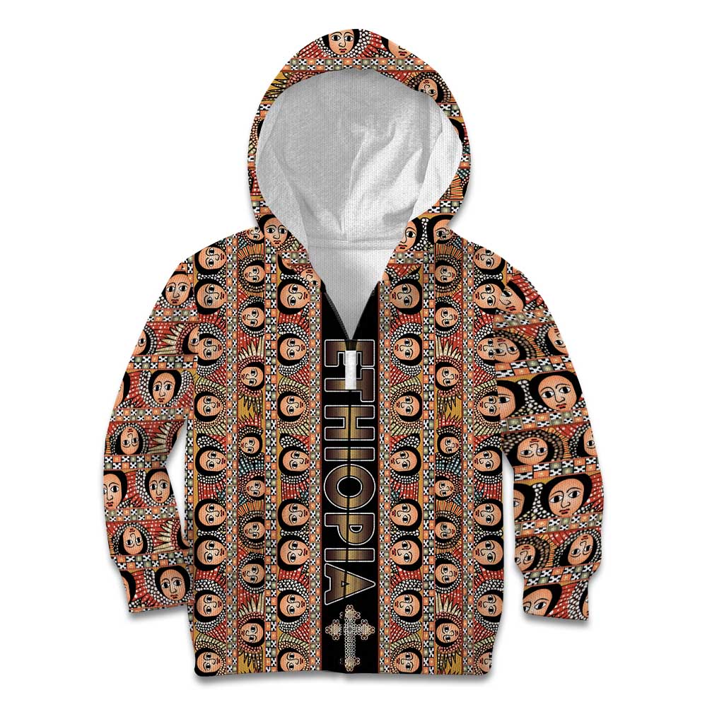 Personalized Ethiopian Tewahedo Angel Orthodox Kid Hoodie Black Color
