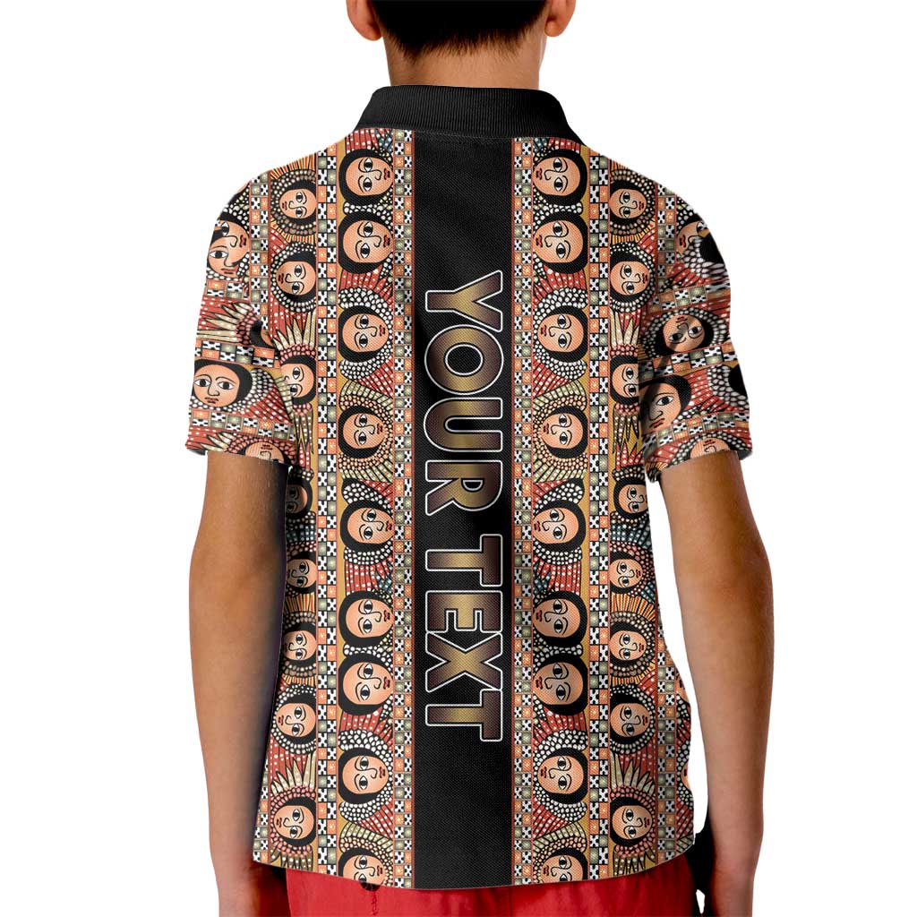 Personalized Ethiopian Tewahedo Angel Orthodox Kid Polo Shirt Black Color
