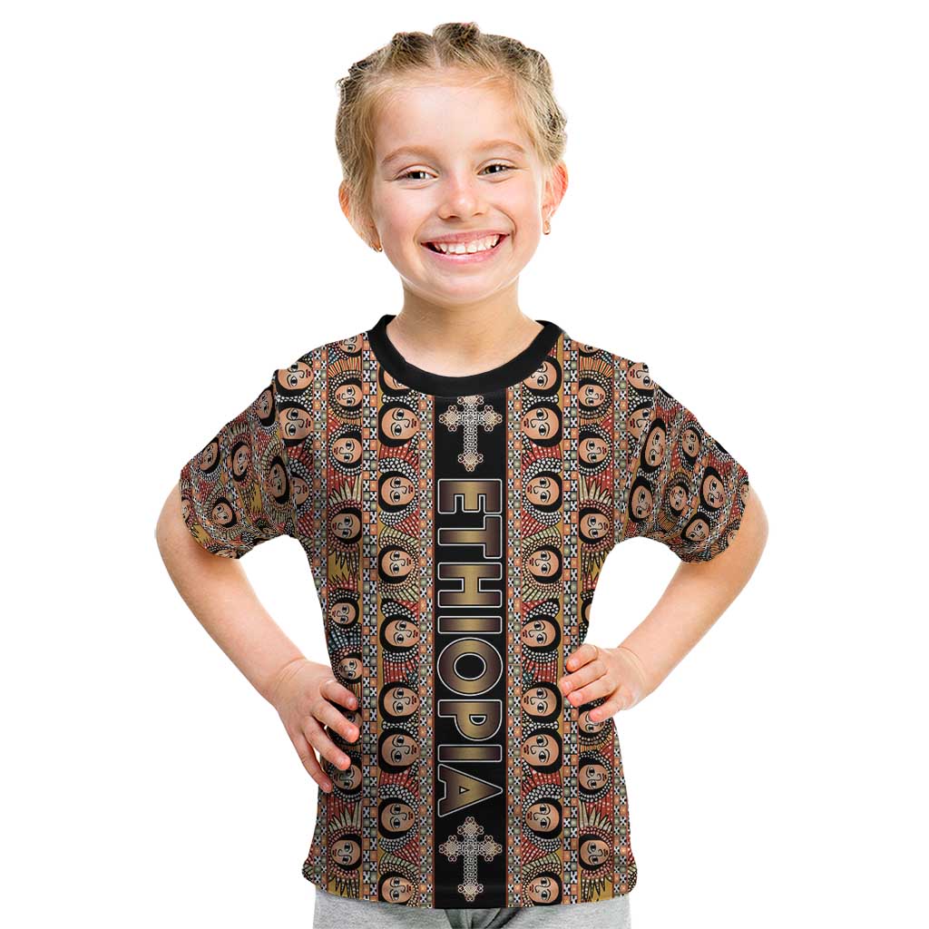 Personalized Ethiopian Tewahedo Angel Orthodox Kid T Shirt Black Color