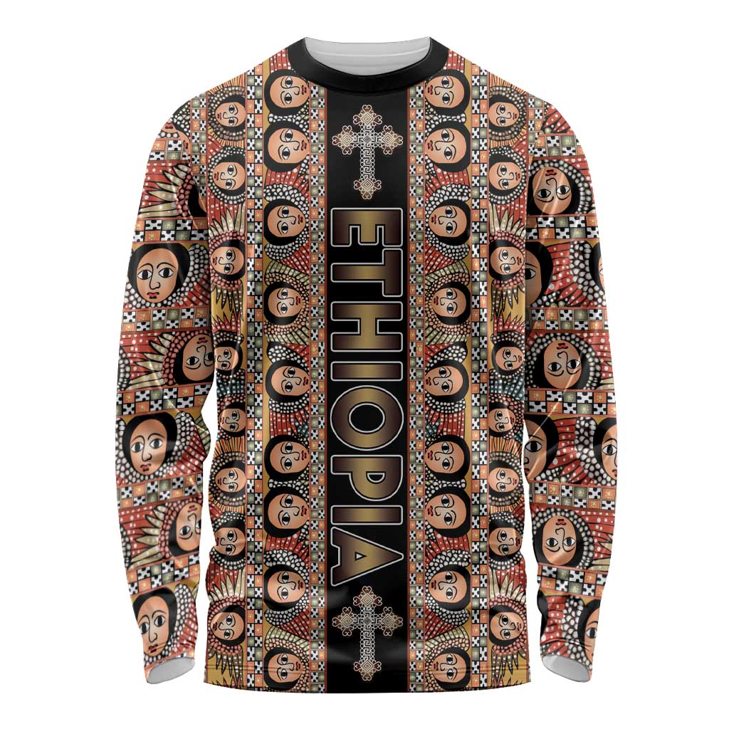 Personalized Ethiopian Tewahedo Angel Orthodox Long Sleeve Shirt Black Color