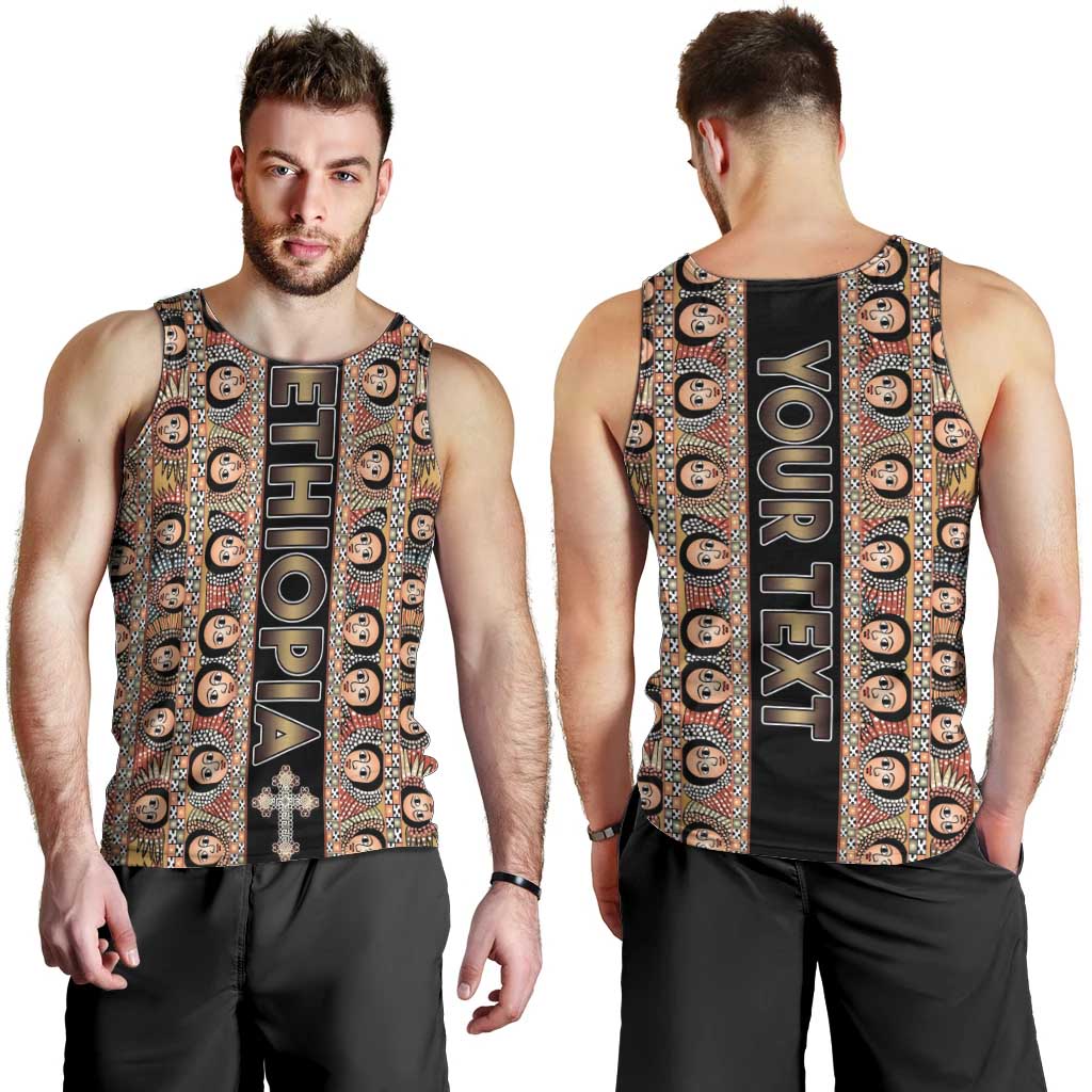Personalized Ethiopian Tewahedo Angel Orthodox Men Tank Top Black Color