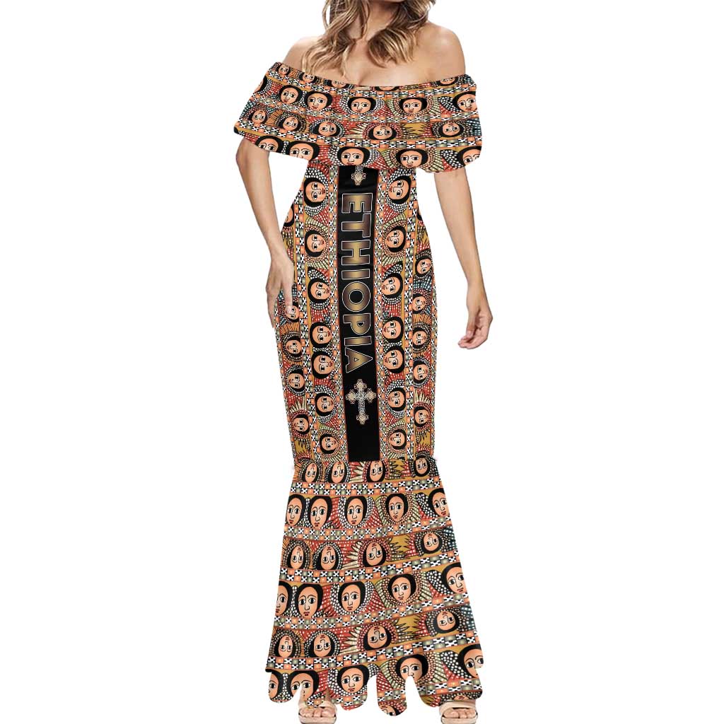 Personalized Ethiopian Tewahedo Angel Orthodox Mermaid Dress Black Color