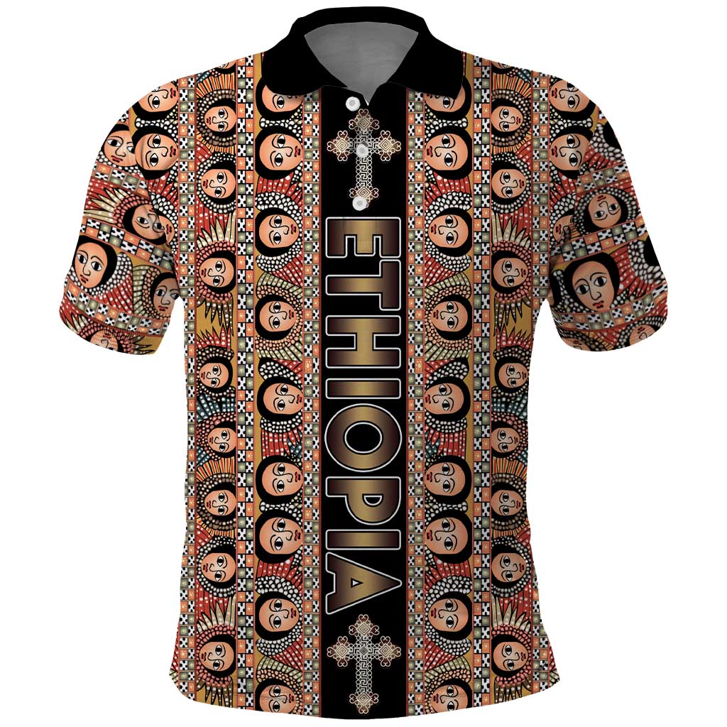 Personalized Ethiopian Tewahedo Angel Orthodox Polo Shirt Black Color
