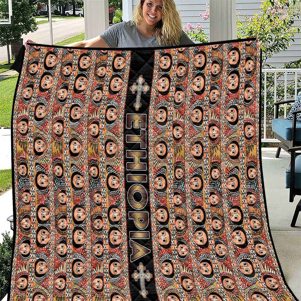 Ethiopian Tewahedo Angel Orthodox Quilt Black Color