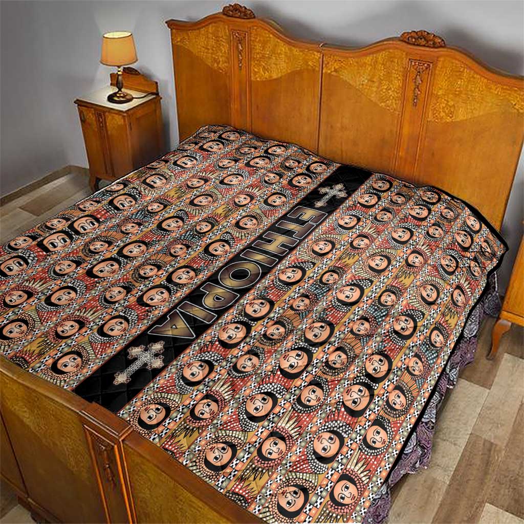 Ethiopian Tewahedo Angel Orthodox Quilt Black Color