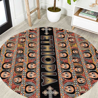 Ethiopian Tewahedo Angel Orthodox Round Carpet Black Color