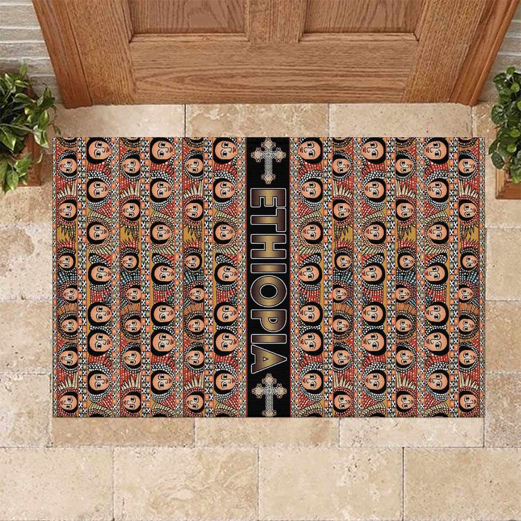 Ethiopian Tewahedo Angel Orthodox Rubber Doormat Black Color