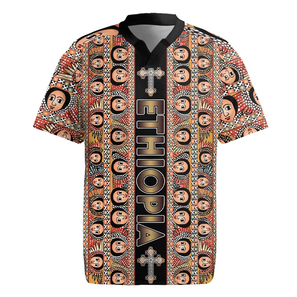 Personalized Ethiopian Tewahedo Angel Orthodox Rugby Jersey Black Color