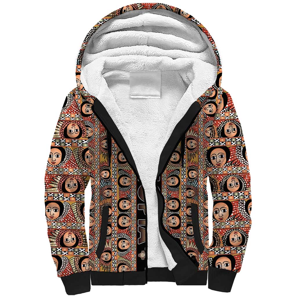 Personalized Ethiopian Tewahedo Angel Orthodox Sherpa Hoodie Black Color