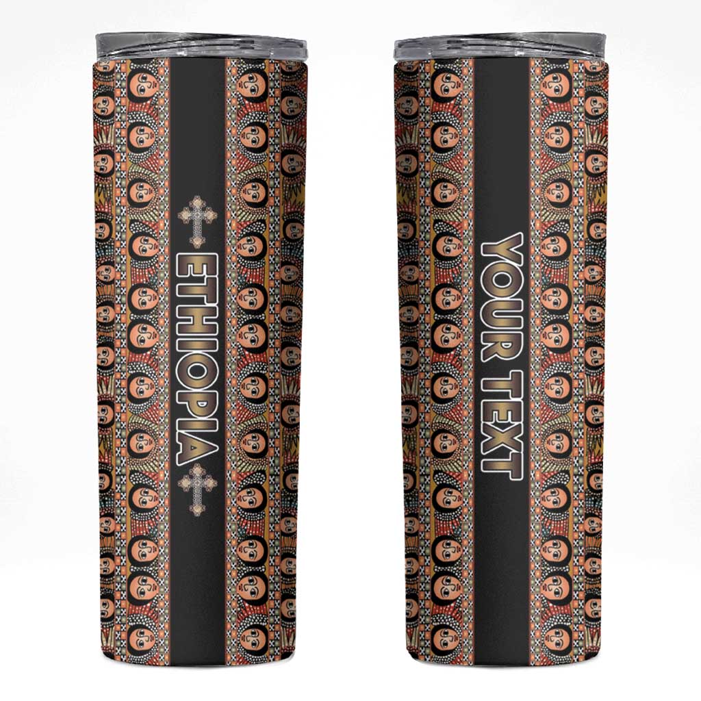 Personalized Ethiopian Tewahedo Angel Orthodox Skinny Tumbler Black Color