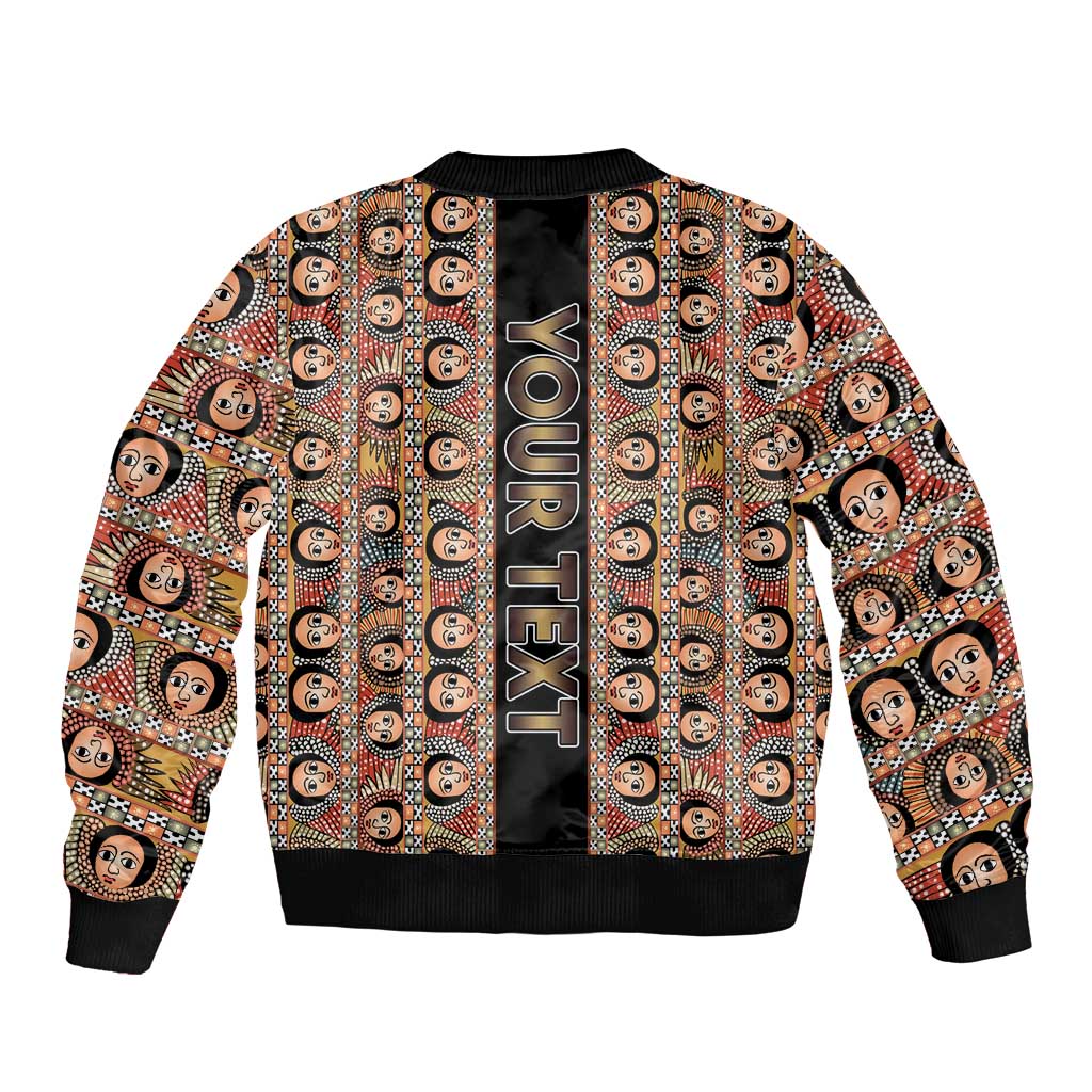 Personalized Ethiopian Tewahedo Angel Orthodox Sleeve Zip Bomber Jacket Black Color