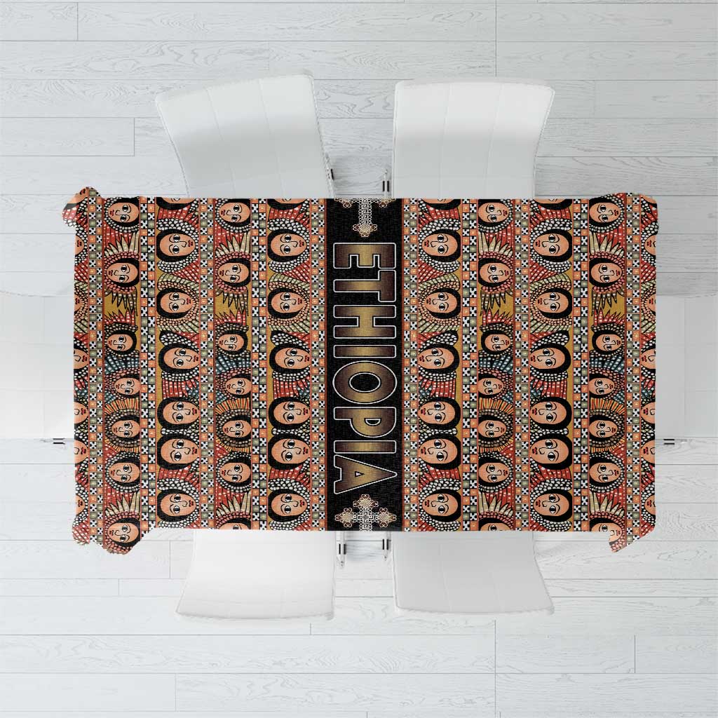 Ethiopian Tewahedo Angel Orthodox Tablecloth Black Color