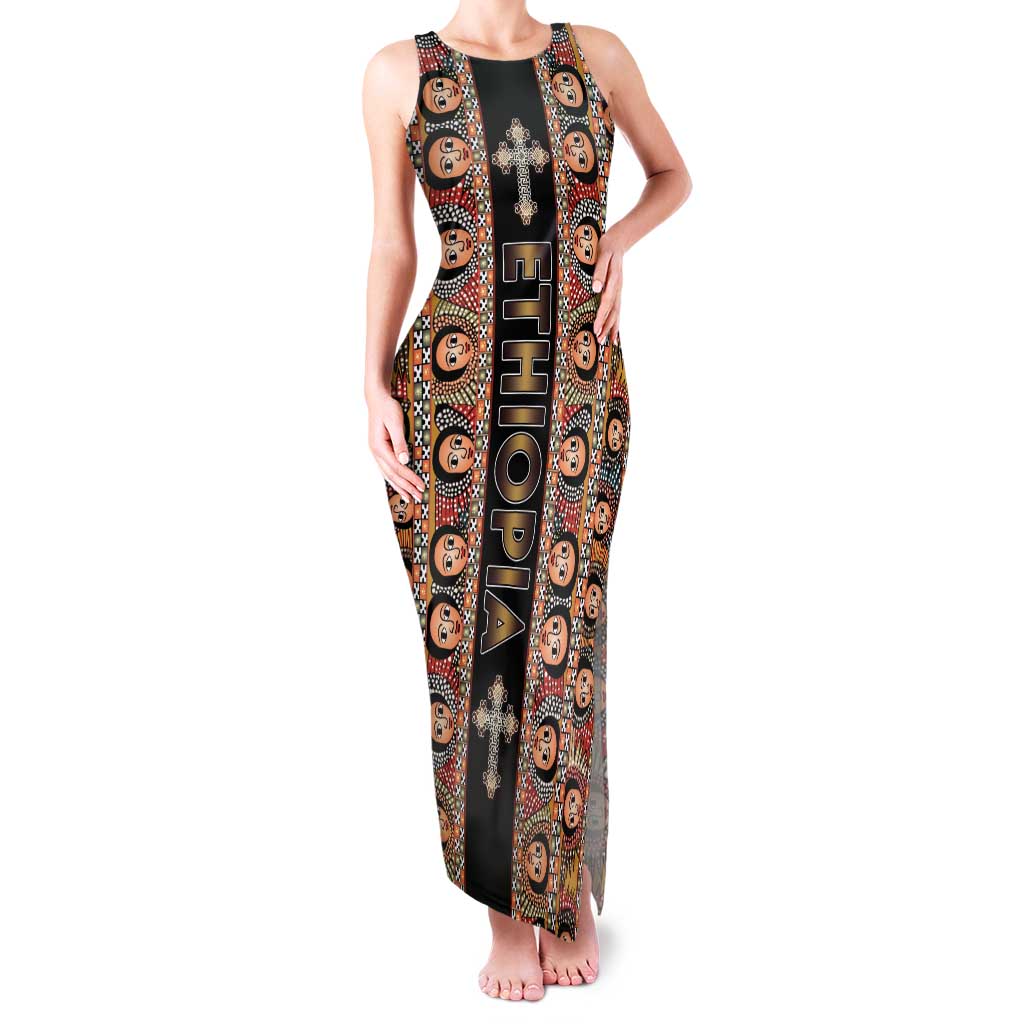 Personalized Ethiopian Tewahedo Angel Orthodox Tank Maxi Dress Black Color
