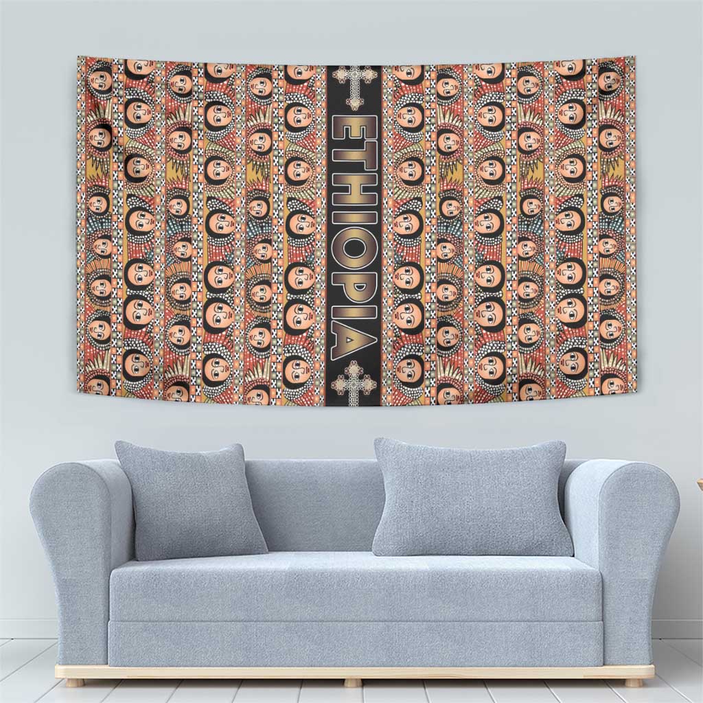 Ethiopian Tewahedo Angel Orthodox Tapestry Black Color