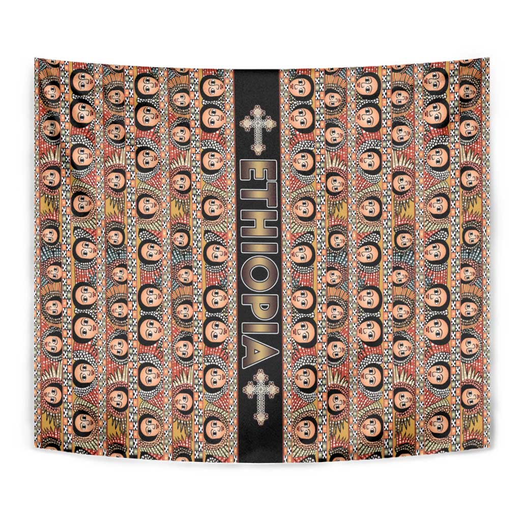 Ethiopian Tewahedo Angel Orthodox Tapestry Black Color