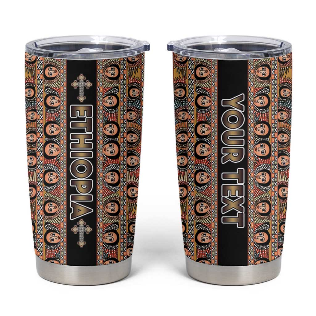 Personalized Ethiopian Tewahedo Angel Orthodox Tumbler Cup Black Color