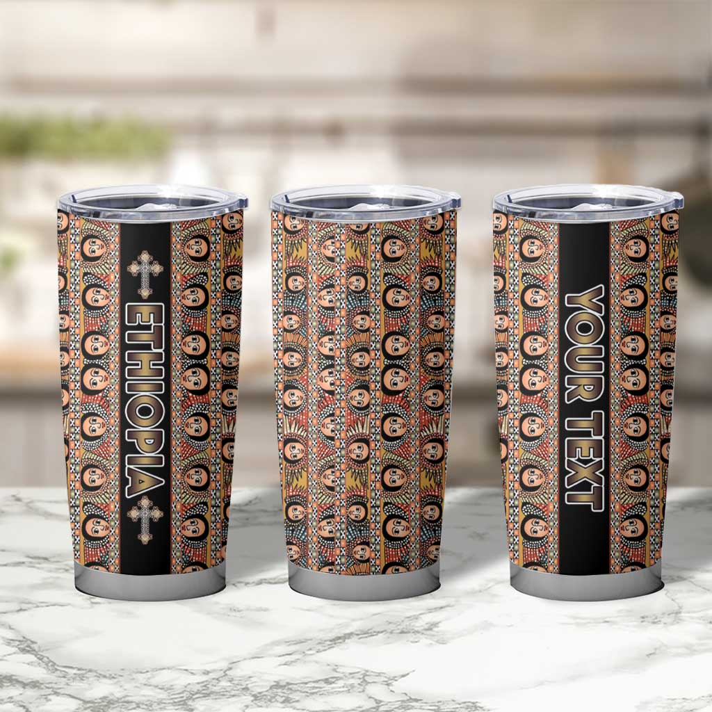 Personalized Ethiopian Tewahedo Angel Orthodox Tumbler Cup Black Color