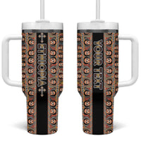 Personalized Ethiopian Tewahedo Angel Orthodox Tumbler With Handle Black Color