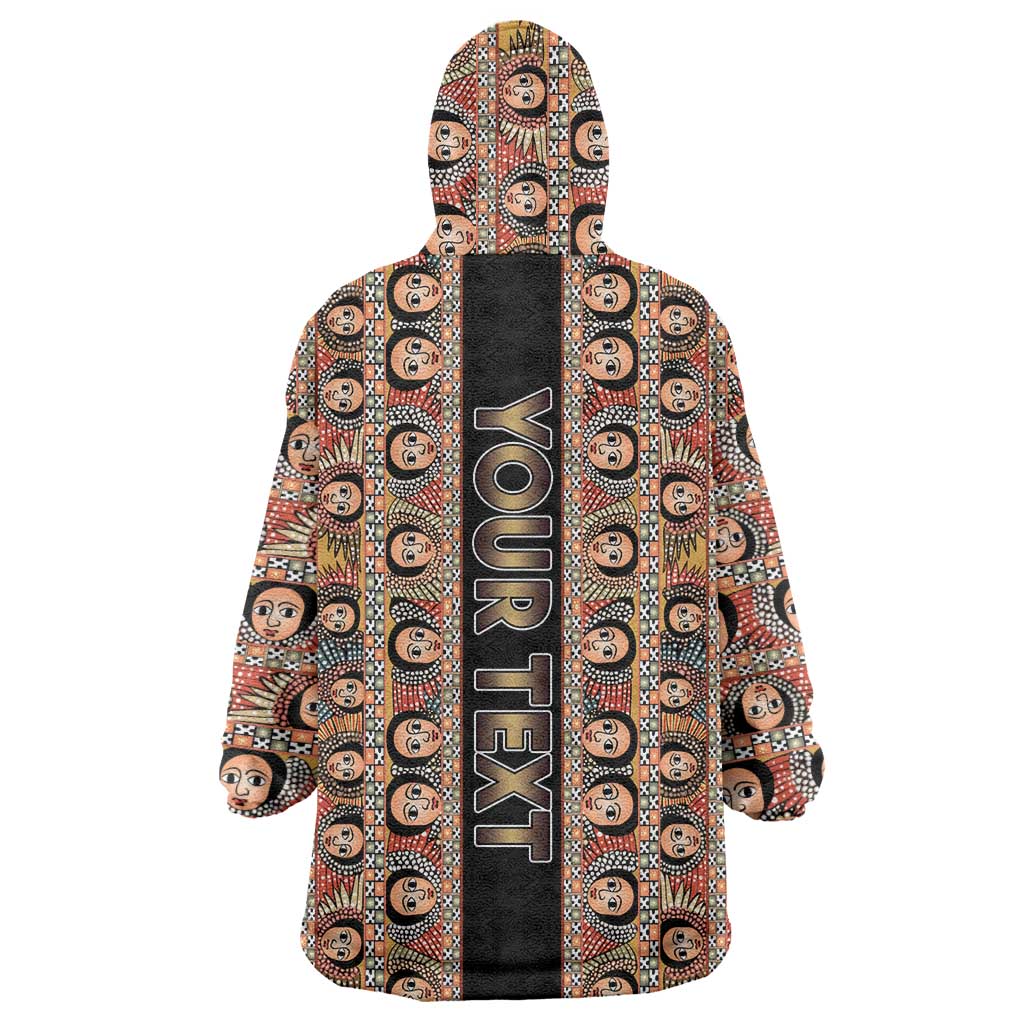 Personalized Ethiopian Tewahedo Angel Orthodox Wearable Blanket Hoodie Black Color