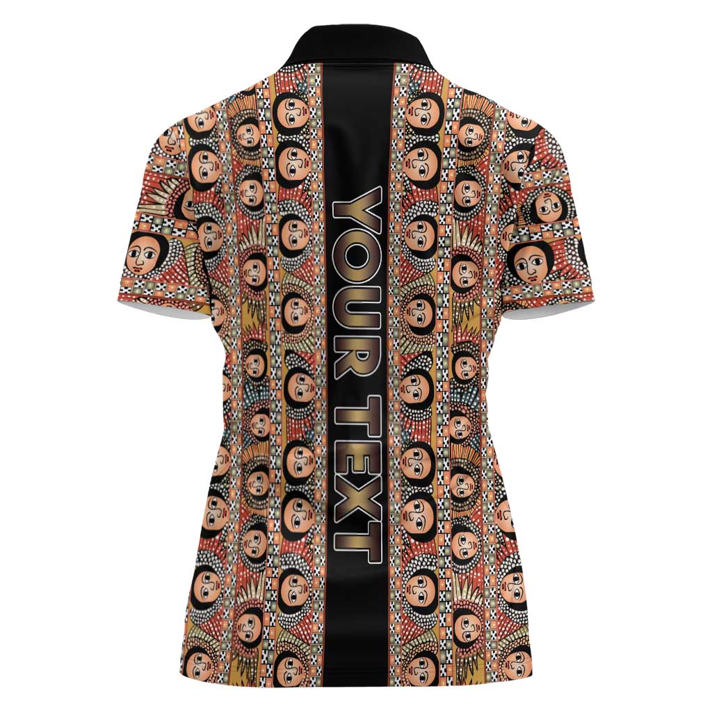 Personalized Ethiopian Tewahedo Angel Orthodox Women Polo Shirt Black Color