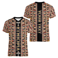 Personalized Ethiopian Tewahedo Angel Orthodox Women V-Neck T-Shirt Black Color