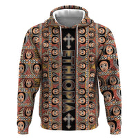Personalized Ethiopian Tewahedo Angel Orthodox Zip Hoodie Black Color