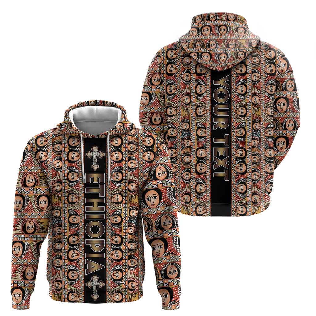 Personalized Ethiopian Tewahedo Angel Orthodox Zip Hoodie Black Color