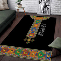 Ethiopia Saba Kemis Area Rug Habesha Style Black Color