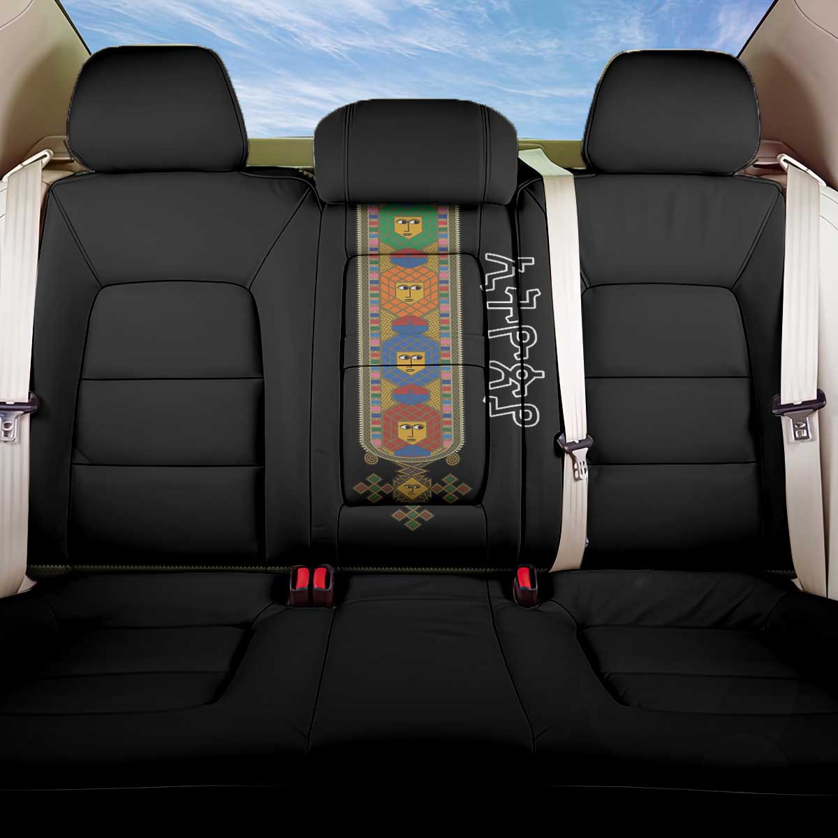 Ethiopia Saba Kemis Back Car Seat Cover Habesha Style Black Color