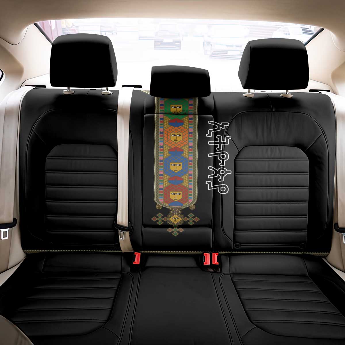 Ethiopia Saba Kemis Back Car Seat Cover Habesha Style Black Color