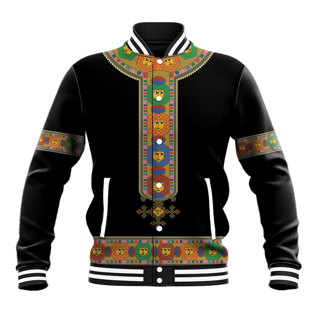 Ethiopia Saba Kemis Baseball Jacket Habesha Style Black Color