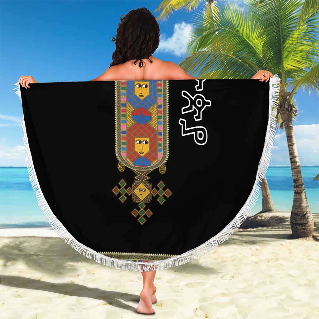 Ethiopia Saba Kemis Beach Blanket Habesha Style Black Color