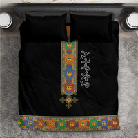 Ethiopia Saba Kemis Bedding Set Habesha Style Black Color