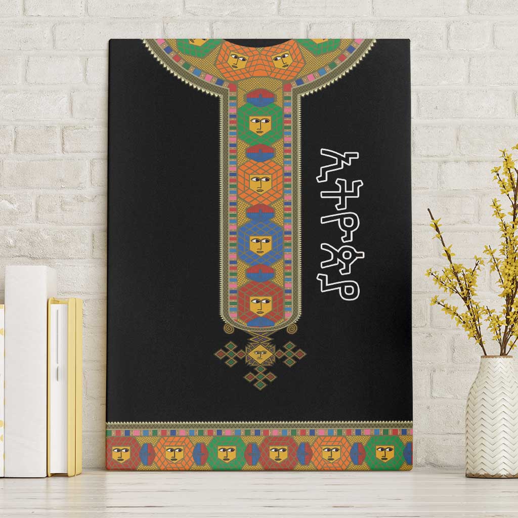 Ethiopia Saba Kemis Canvas Wall Art Habesha Style Black Color